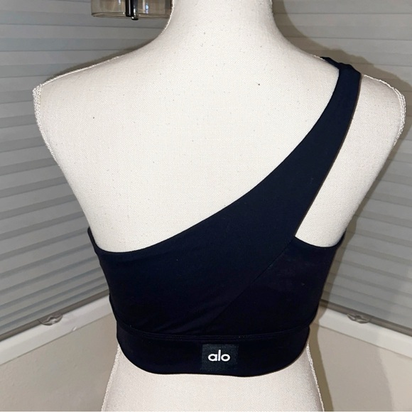 ALO Yoga Asymmetrical Black Crop Top - Picture 4 of 6